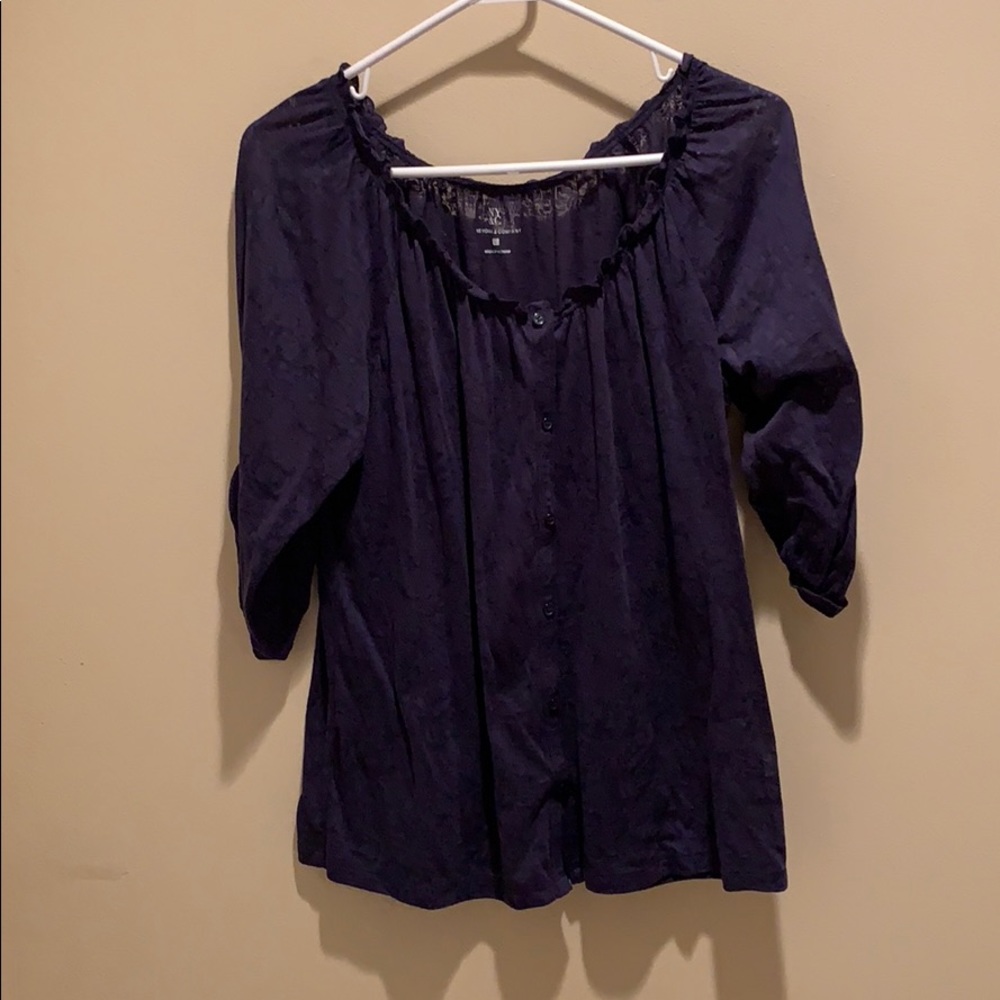 Dark Blue Sheer Top